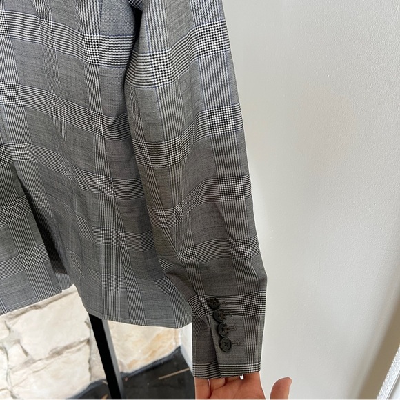J Crew Wool Glen Plaid Ruffle Pocket Blazer in Classic Gray - Picture 8 of 13